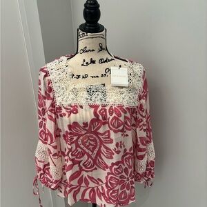 Zac & Rachel Pink and Cream Floral Blouse